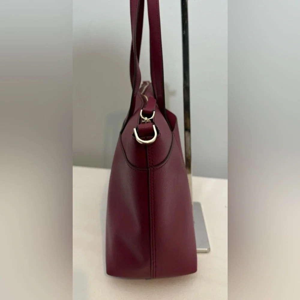 Kate Spade Patrice Satchel Crossbody Bag Deep Red Cranberry Leather - Picture 5 of 16